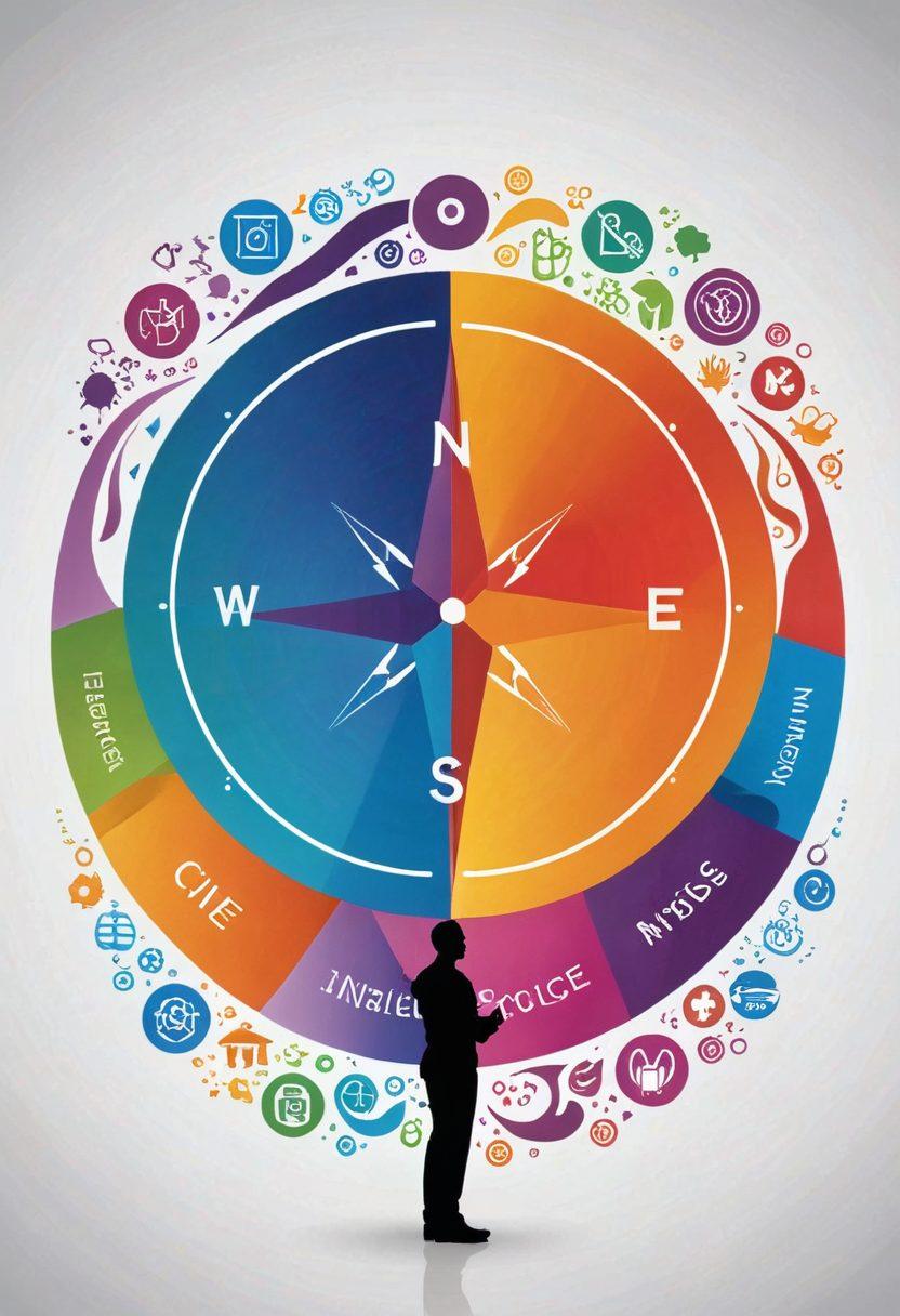 A warm and inviting scene depicting a person holding a compass, standing at a crossroads symbolizing choices in insurance. Surrounding them are various icons representing healthcare, coverage options, and affordable plans, all in a harmonious, interconnected layout. A soft, nurturing light shines from above, symbolizing care and guidance. The background features abstract swirls of vibrant colors to evoke a sense of passion and energy. super-realistic. vibrant colors. soft focus.